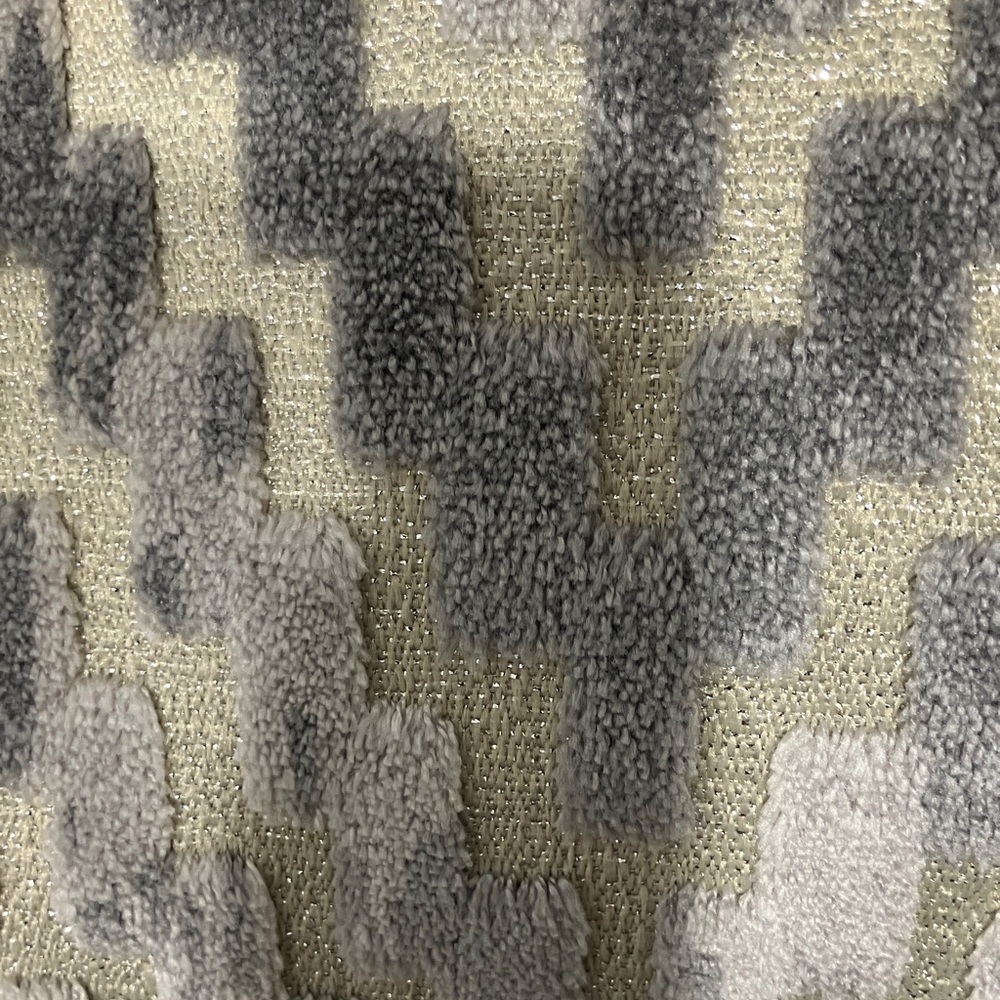 Neutral Chevron Velvet Lumbar Pillow - Silver & Cream & grey - Picture 6 of 9